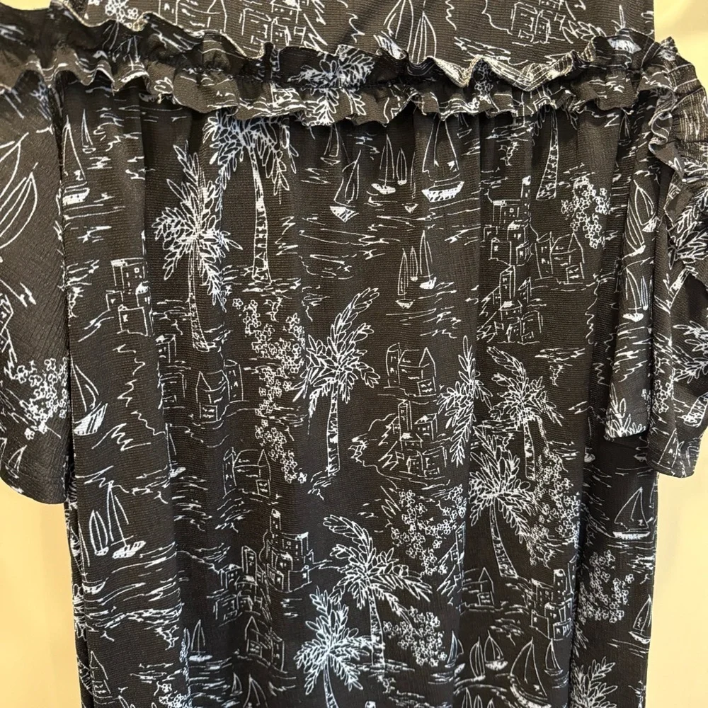 LC Lauren Conrad XL Navy and White Patterned Dress - Picture 3 of 8